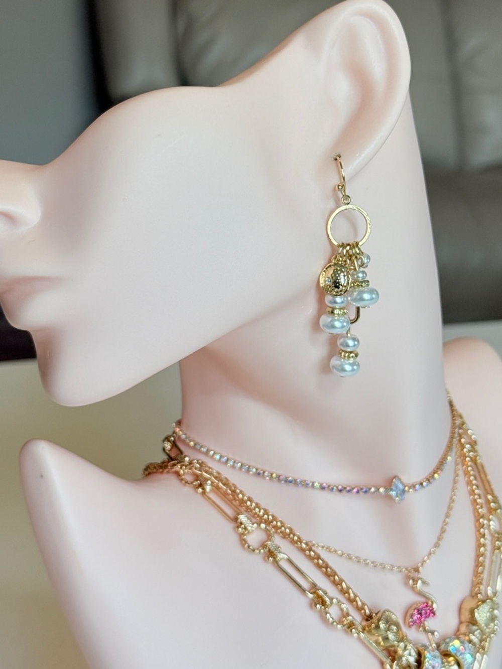 Italian Bohemian Gold Pearl Drop Earrings